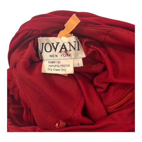 Jovani red jersey gown women’s size 4 long gathered open back - Picture 3 of 7